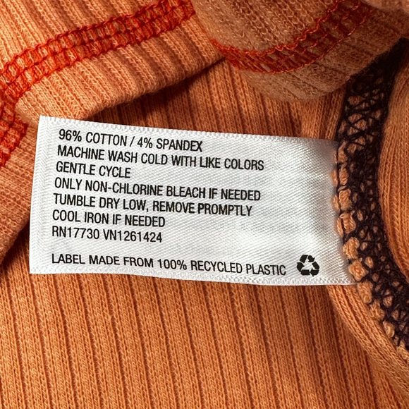 Wild Fable Women's Size Med Long Sleeve Slim Fit Baby Ribbed Tee Shirt Peach New - Picture 6 of 13